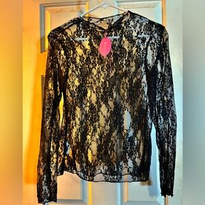 Black Lace Long Sleeve Top